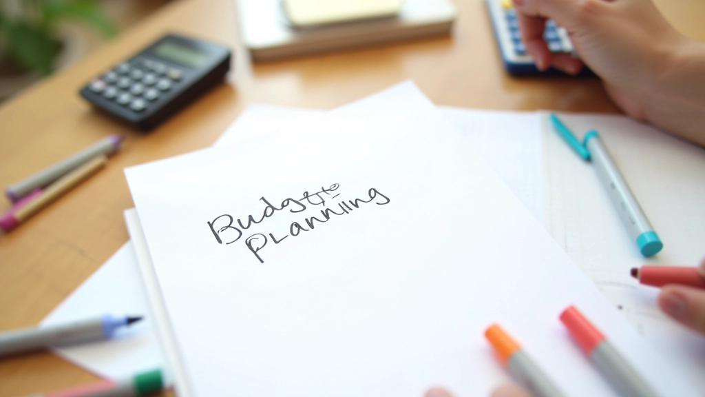 Rozpočet napsaný na papíru s kalkulačkou a barevnými fixy