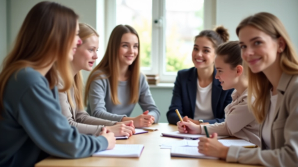 Studenti sedí v kruhu a diskutují o správě peněz s tabulí s diagramy v pozadí