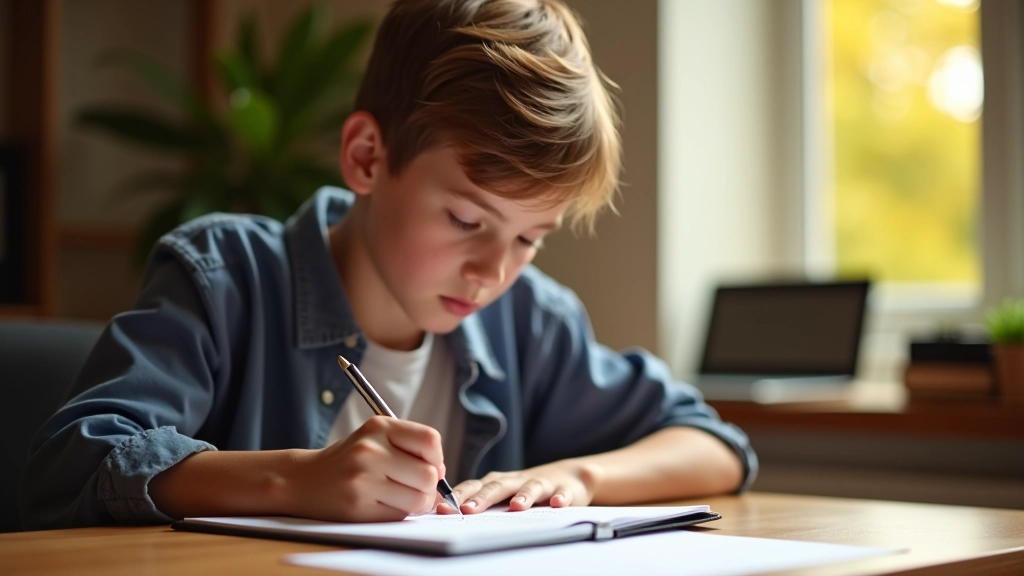 Teenager pracující s finančním plánem na papíře