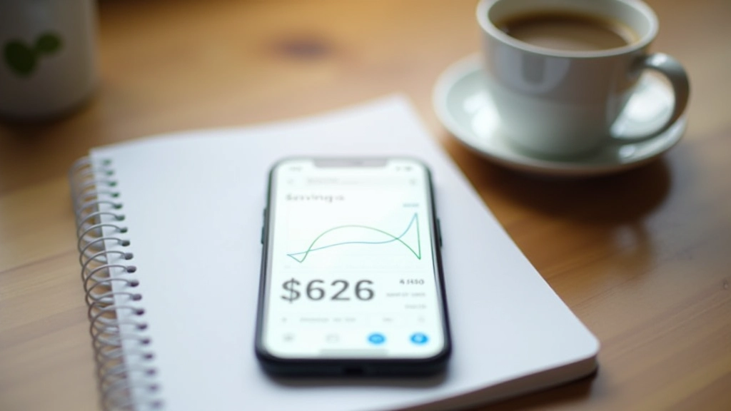 Mobil s bankovní aplikací a grafem úspor