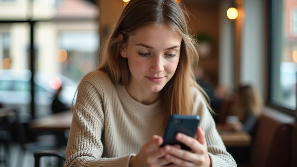 Mladá dívka si prohlíží bankovní aplikaci na mobilu